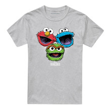 (S, Athletic Heather) Sesame Street Unisex Adult Halftone Heads T-Shirt