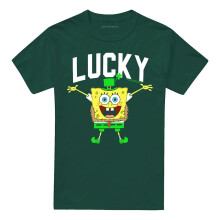 (M, Hunter Green) SpongeBob SquarePants Unisex Adult Lucky St Patricks Day T-Shirt
