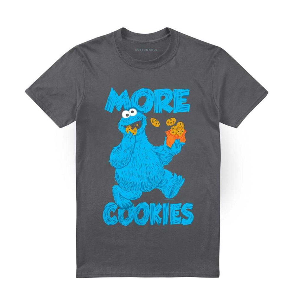 Sesame Street (4Xl, Charcoal) Unisex Adult More Cookies T-Shirt Multicoloured