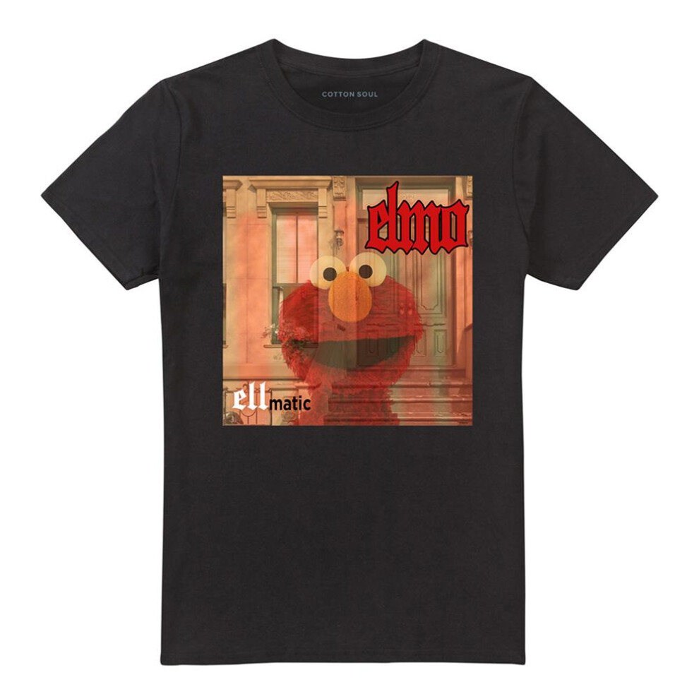 Sesame Street (Xxl, ) Unisex Adult Ellmatic Elmo T-Shirt Black