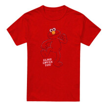 (XL, Red) Sesame Street Unisex Adult Elmo Loves You T-Shirt