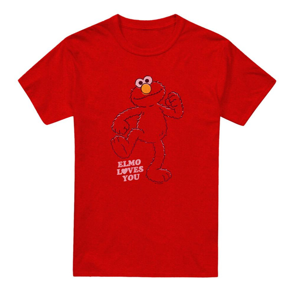 Sesame Street (3Xl, ) Unisex Adult Elmo Loves You T-Shirt Red