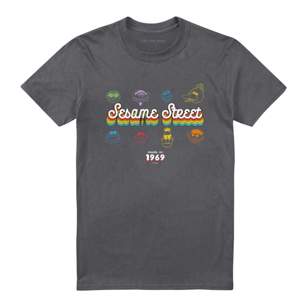 Sesame Street (3Xl, Charcoal) Unisex Adult Made In 1969 T-Shirt Multicoloured