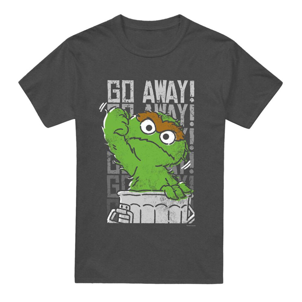 Sesame Street (L, Charcoal) Unisex Adult Go Away T-Shirt Multicoloured
