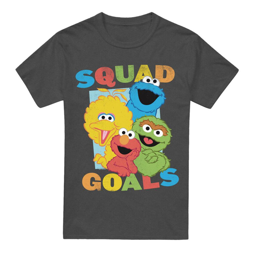 Sesame Street (Xxl, Charcoal) Unisex Adult Squad Goals T-Shirt Multicoloured