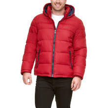 Tommy Hilfiger Herren Klassische Kapuzen-Pufferjacke (Größen Regular und Big & Tall), Rot, 4X Big