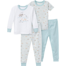 Conjunto de Pijamas Ajustados de 4 Piezas para Bebés y Niños, Granja