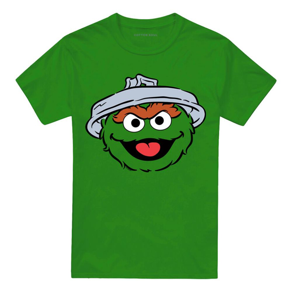Sesame Street (M, Kelly Green) Unisex Adult Oscar The Grouch Full Face T-Shirt
