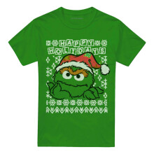 (M, Kelly Green) Sesame Street Unisex Adult Ugly Christmas Oscar The Grouch T-Shirt