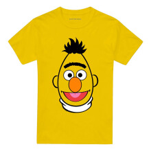 (S, Yellow) Sesame Street Unisex Adult Bert Full Face T-Shirt
