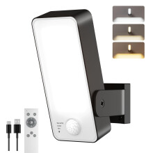 FULNIX Motion Sensor Light Outdoor, 12000mAh Rechargeable 600 Lumen Battery Powered Outdoor Light with 3 Modes, 3 Colors, IP65 Waterproof LED Security