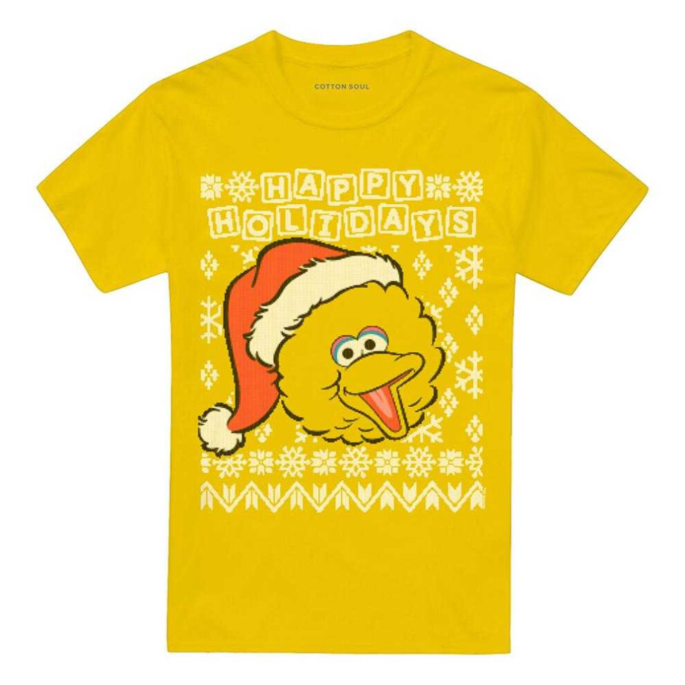 Sesame Street (M, Yellow) Unisex Adult Ugly Big Bird Christmas T-Shirt