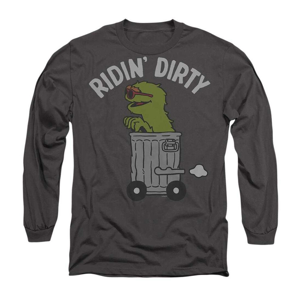 Sesame Street (Xxl, Charcoal) Unisex Adult Ridin Dirty Long-Sleeved T-Shirt Multicoloured