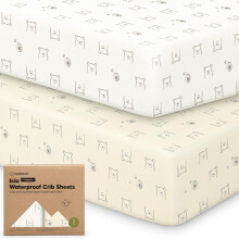 Set di 2 Lenzuola Impermeabili per Lettino - 52x28 Viscosa Derivata da Bambù, Fodera Letto Neutra