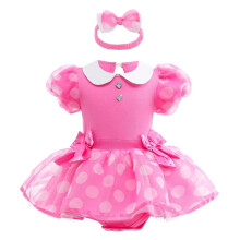 Costume Romper per Neonate con Pois e Cerchietto per Feste Size 12-18 Mesi, Hot Pin