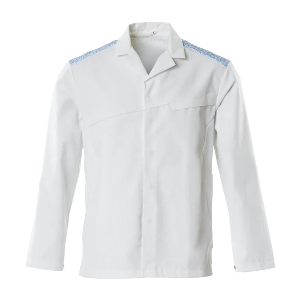(4Xl, White/Azure Blue) Mascot Mens Food & Care Chef Jacket 5063852903252