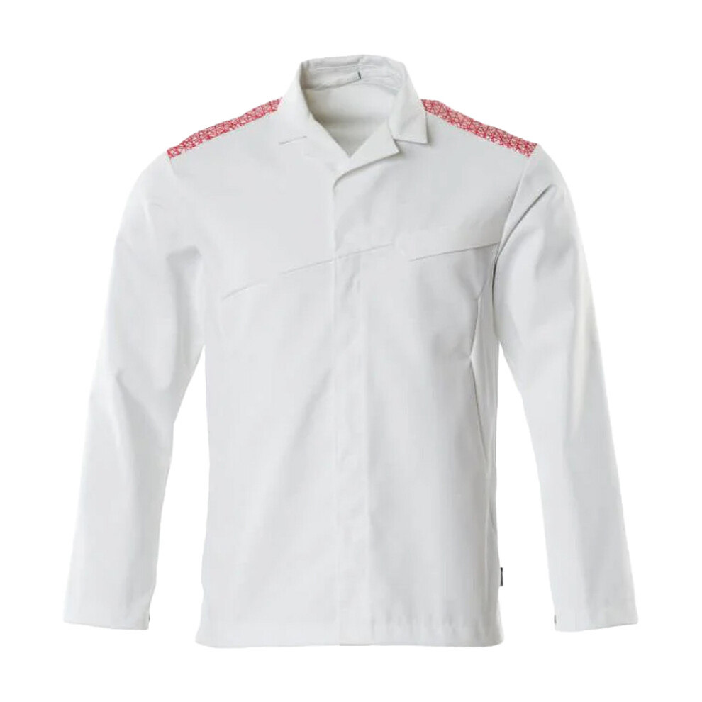 (M, White/Traffic Red) Mascot Mens Food & Care Chef Jacket 5063852903733