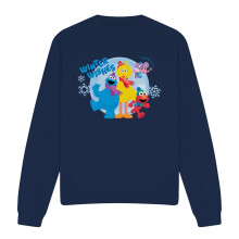 (L, Navy) Sesame Street Unisex Adult Winter Wishes Sweatshirt