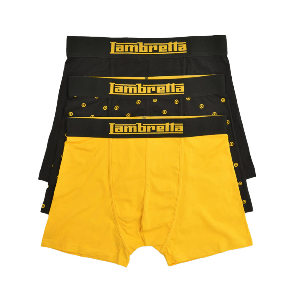 Lambretta (Xl, /Gold) Mens Target Boxer Shorts (Pack Of 3) Black