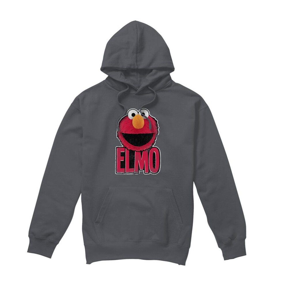 Sesame Street (M, Charcoal) Unisex Adult Elmo Smile Hoodie Multicoloured