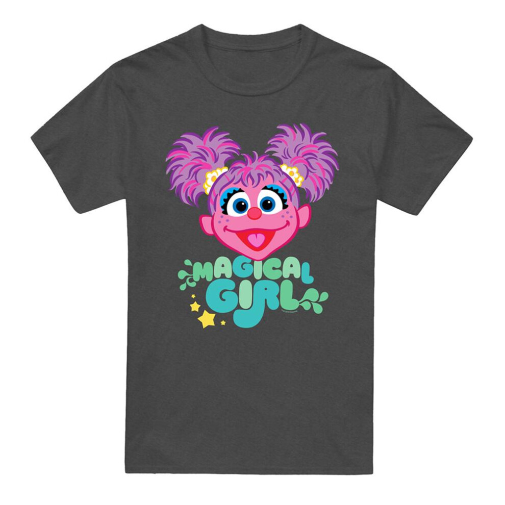 Sesame Street (S, Charcoal) Unisex Adult Magical Girl Abby Cadabby Heather T-Shirt Multicoloured