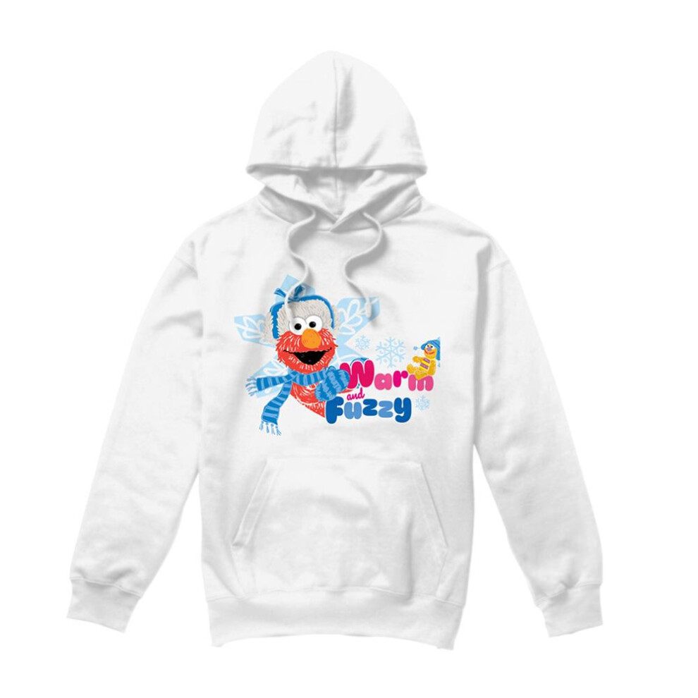 Sesame Street (S, ) Unisex Adult Warm And Fuzzy Elmo Hoodie White