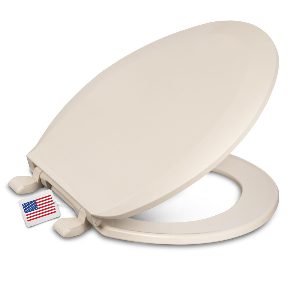 Centoco Elongated Toilet Seat, Standard Economy Model, Closed Front With Cover, Plastic, Made In The Usa, Dsamaz16-106, Bone 017053015431