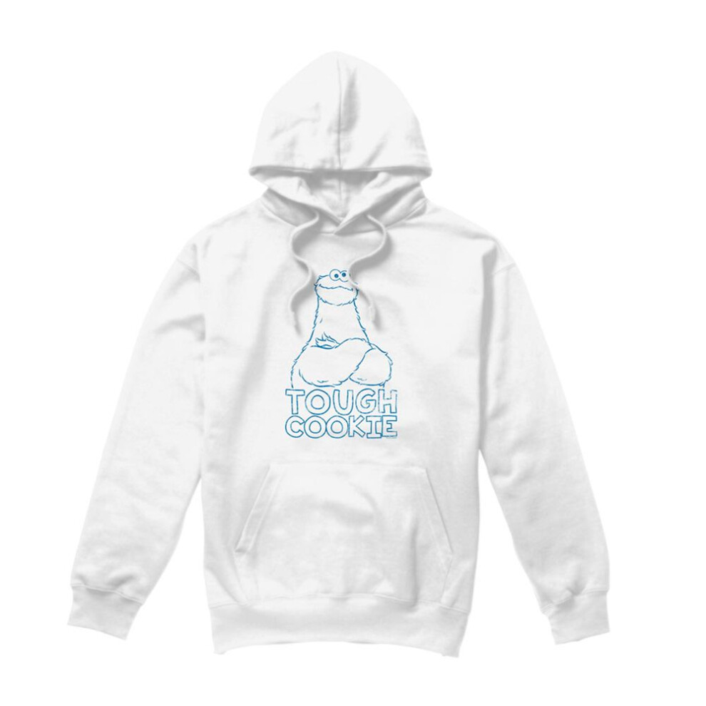 Sesame Street (Xl, ) Unisex Adult Tough Cookie Monster Hoodie White