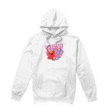 (M, White) Sesame Street Unisex Adult Sweeties Elmo & Abby Valentine's Day Hoodie