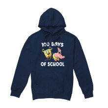 (XL, Navy) SpongeBob SquarePants Unisex Adult 100 Days Of School Patrick Star Hoodie