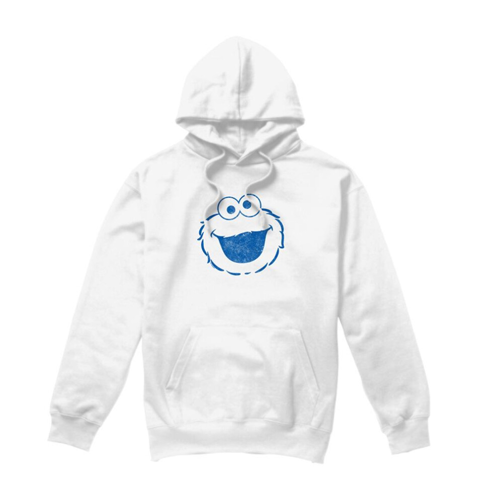 Sesame Street (Xxl, ) Unisex Adult Cookie Monster Mono Hoodie White
