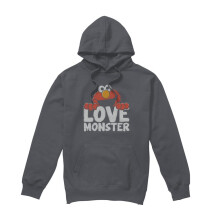 (L, Charcoal) Sesame Street Unisex Adult Love Monster Hoodie