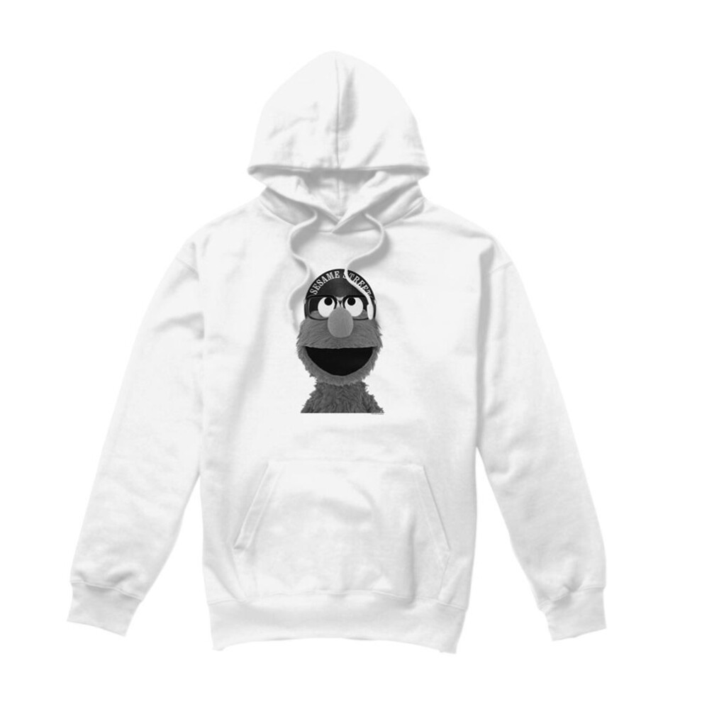 Sesame Street (S, ) Unisex Adult Lee Elmo Hoodie White