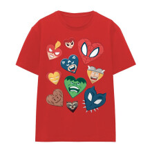 (XL, Red) Marvel Womens/Ladies Hearts Valentine's Day T-Shirt