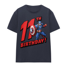(L, Deep Navy) Captain America Womens/Ladies 11th Birthday T-Shirt