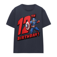 (XXL, Deep Navy) Captain America Womens/Ladies 12th Birthday T-Shirt