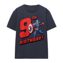 (XXL, Deep Navy) Captain America Womens/Ladies 9th Birthday T-Shirt