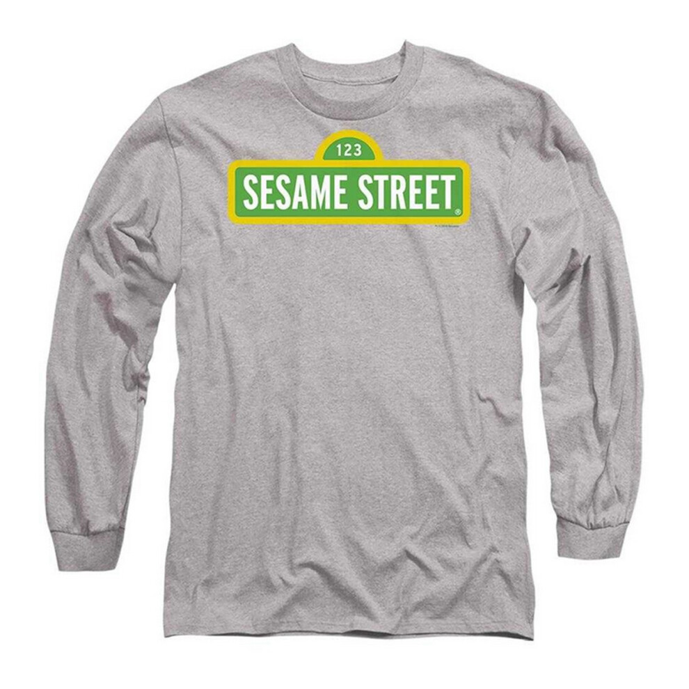 Sesame Street (Xl, Athletic) Unisex Adult Logo Heather Long-Sleeved T-Shirt Multicoloured