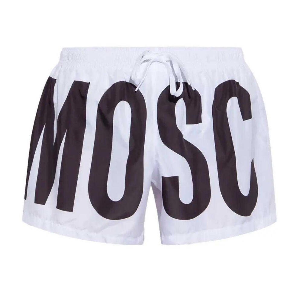 New Moschino Men's Logo Swim Shorts White