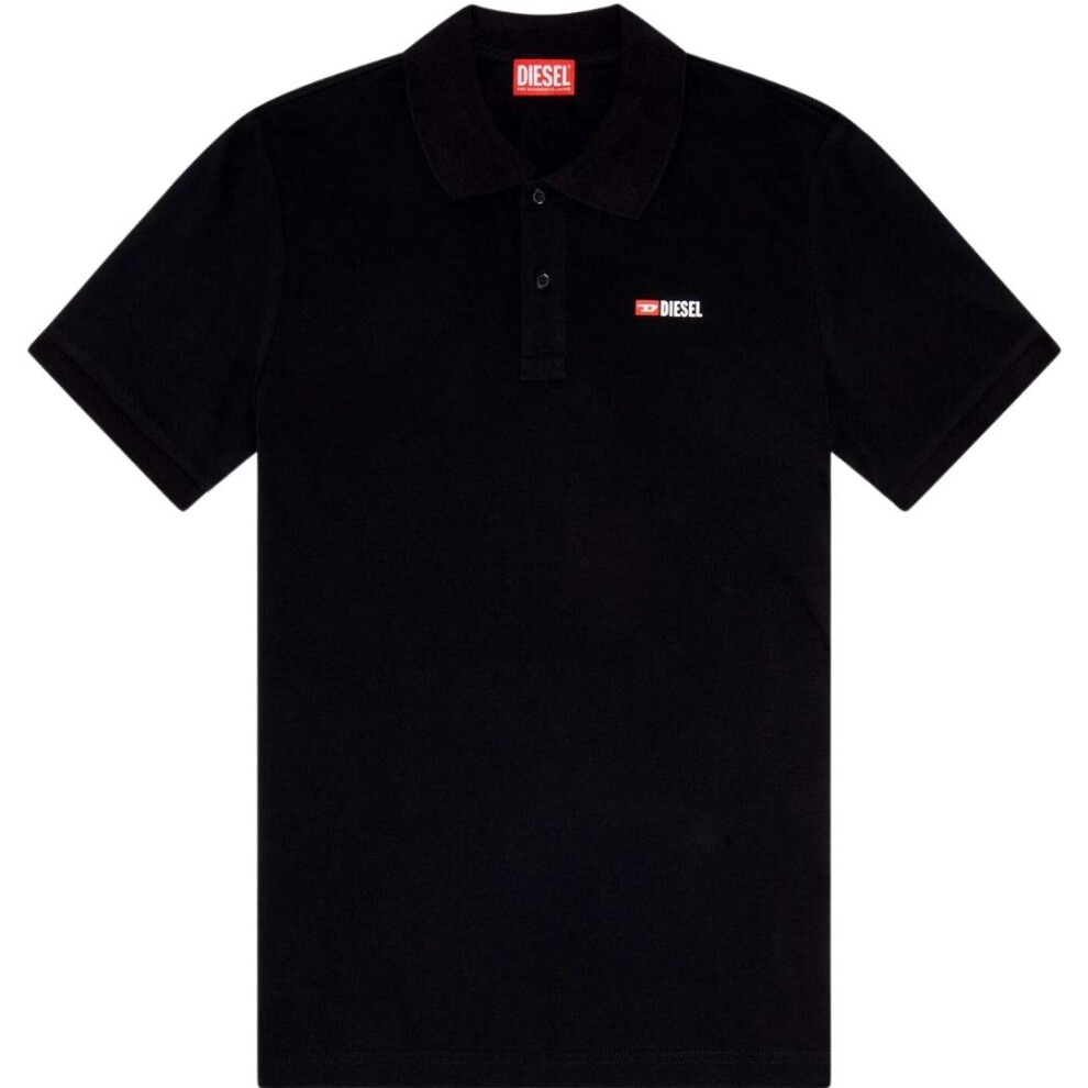 New Diesel Men's Weet-Spilt Polo Shirt Black