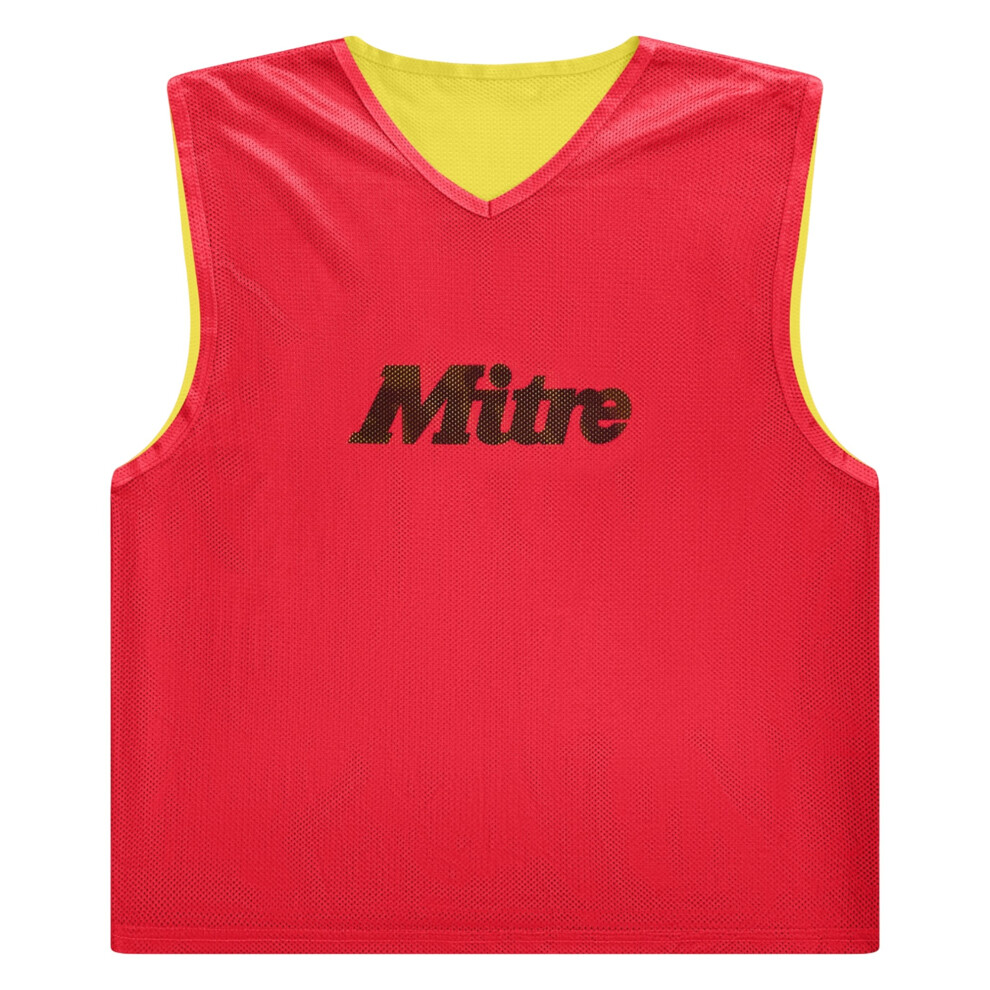 New Mitre Men's (M-L, ) Pro Logo Reversible Training Bib Red/Yellow