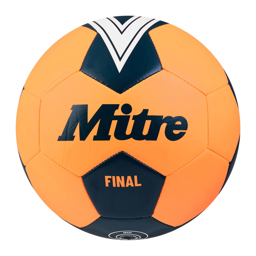 Mitre (5, Fluorescent /Tidal Teal) Final Logo Football Orange