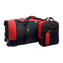 (One Size, Black/Red) Public Dealz Lightweight 80L Wheeled Duffel Bag