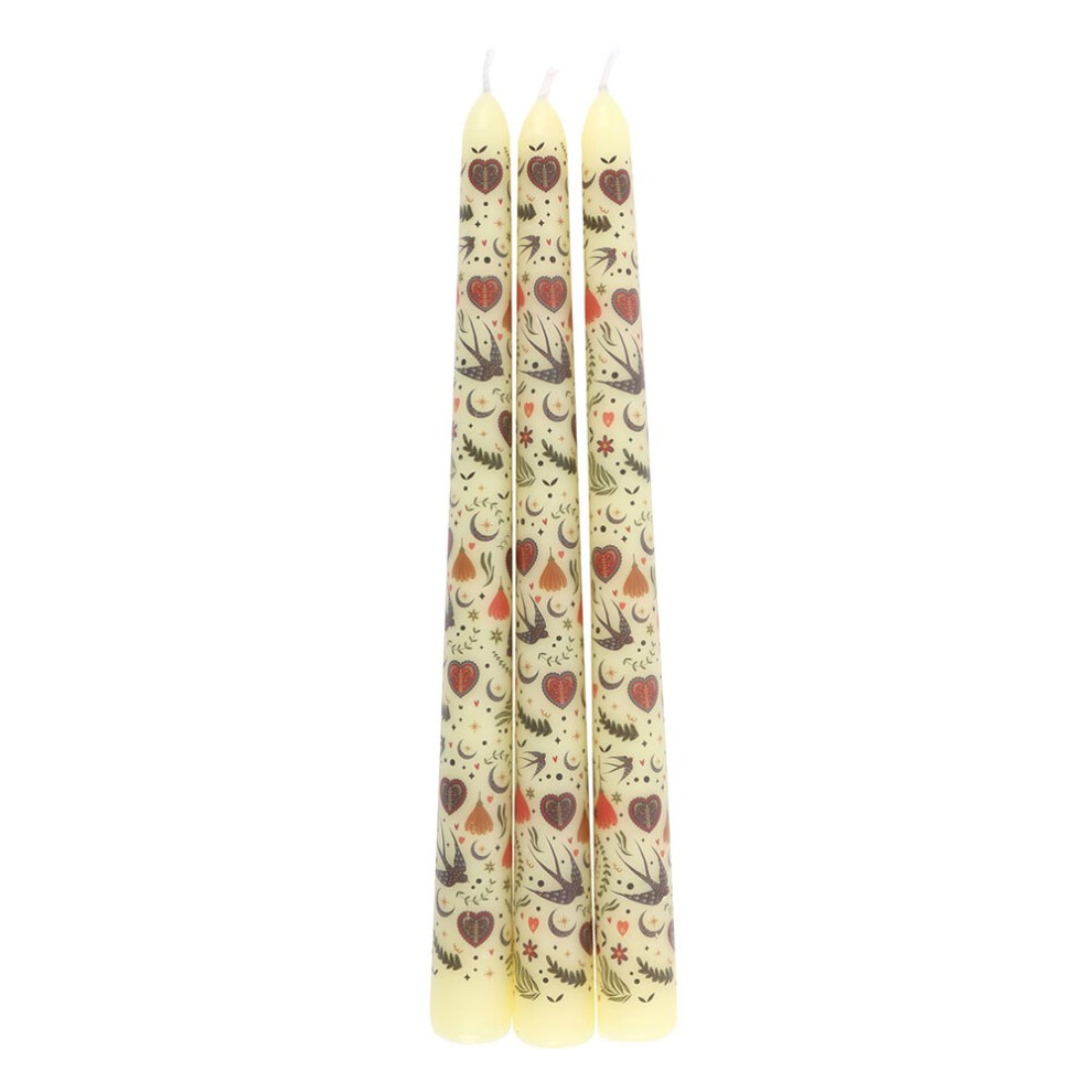Something Different Midnight Bloom Printed Taper Candle (Pack Of 3)