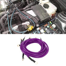 Kit de cables de puesta a tierra para automóvil, 5 piezas, aluminio recubierto de cobre, mejora del arranque, 0-48 V DC, morado