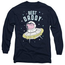 (L, Navy) Peppa Pig Unisex Adult Best Daddy Long-Sleeved T-Shirt