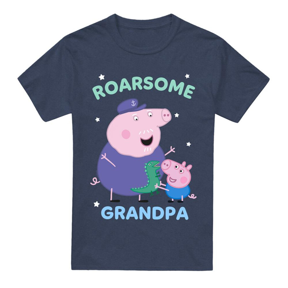 Peppa Pig (M, Heather Navy) Unisex Adult Roarsome Grandpa Pig T-Shirt