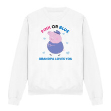 (M, White) Peppa Pig Unisex Adult Pink Or Blue Grandpa Pig Loves You Sweatshirt