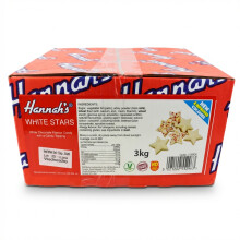 3kg Hannahs White Stars Candy Bulk Bag Milky Flavour Sweets