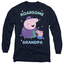 (XL, Navy) Peppa Pig Unisex Adult Roarsome Grandpa Pig Long-Sleeved T-Shirt